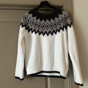 Barefoot Dreams Black and White Crew Neck Sweater